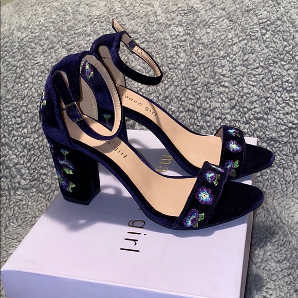 Madden Girl Behave Velvet Embroidered Block Heels - Picture 2 of 10